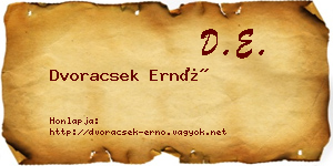 Dvoracsek Ernő névjegykártya
